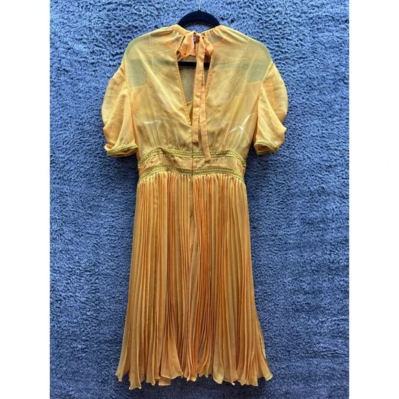 white christmas dresses Pleated Chiffon Midi Dress - bright yellow main image 1